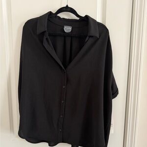 Arula Black Button-Front Collared Blouse